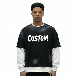 <span class=keywords><strong>T</strong></span>-<span class=keywords><strong>shirt</strong></span> da <span class=keywords><strong>uomo</strong></span> personalizzabile oversize in <span class=keywords><strong>cotone</strong></span> pesante a doppio strato a maniche lunghe, stile streetwear, con grafiche di design - Product Image 3