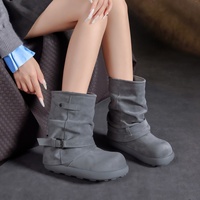 Bottines d'hiver 2026 pour femmes, en cuir synthétique souple, semelle plateforme avec boucle de ceinture