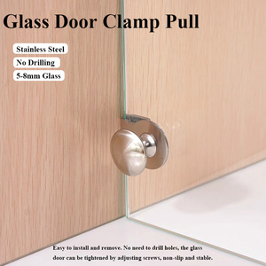 Minimalist Stainless Steel <strong>Black</strong>/Silver Glass <strong>Door</strong> Clips Pull Handles Easy Installation 5-8mm Glass Showcases Cabinet Home Bar - Product Image 5