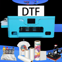 Impresora plana DTF digital pequeña A3 Tucai para transferencia de película PET en tela, colores blanco/rosa/azul, venta al por mayor de fábrica