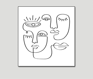 Decoración de Pared Nórdica, Arte Abstracto Figurativo, Siluetas de Mujeres en Perfil Lateral, Retrato, Pintura Facial - Product Image 3