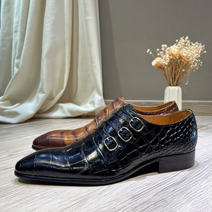 Chaussures de ville confortables pour hommes en cuir véritable, style mocassin à boucle, bout pointu, pour le bureau - Product Image 3