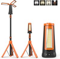 Lampe de travail solaire télescopique à LED Projecteur de camping avec support pliable Tige extensible pour la chasse, le camping, la randonnée et la réparation