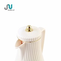 Carafe isotherme 1,0 L classique, écologique, avec corps extérieur en acier inoxydable, intérieur en verre, bouchon spiralé rose et poignée confortable