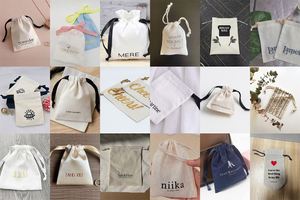 Custom Eco Friendly Organic Muslin Cotton Pouch Promotional Small White Calico Cloth Canvas <b>Drawstring</b> <b>Bag</b> With Logo Printed - Product Image 2