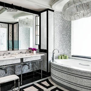 ท็อปห้องน้ำหินอ่อนคาร์ราร่าสีขาวโกลด์ท็อป ทันสมัย เป็นมิตรกับสิ่งแวดล้อม กันน้ำ สำหรับโรงแรม ขายส่ง - Product Image 6