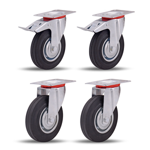 <span class=keywords><strong>Roulettes</strong></span> industrielles de 3 pouces, moyennement robustes, à noyau en fer, pivotantes, verrouillables, avec plaque en zinc, <span class=keywords><strong>roulettes</strong></span> en caoutchouc massif noir - Product Image 1