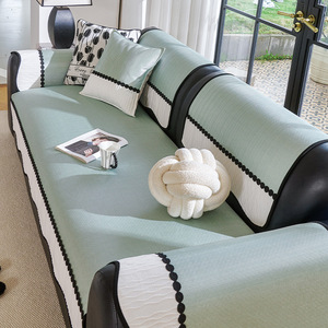 Ice Silk <b>Sofa</b> <b>Cover</b> 90-140cm Non Slip Modern Solid Color Summer Cushion <b>For</b> General <b>Sofa</b> - Product Image 2
