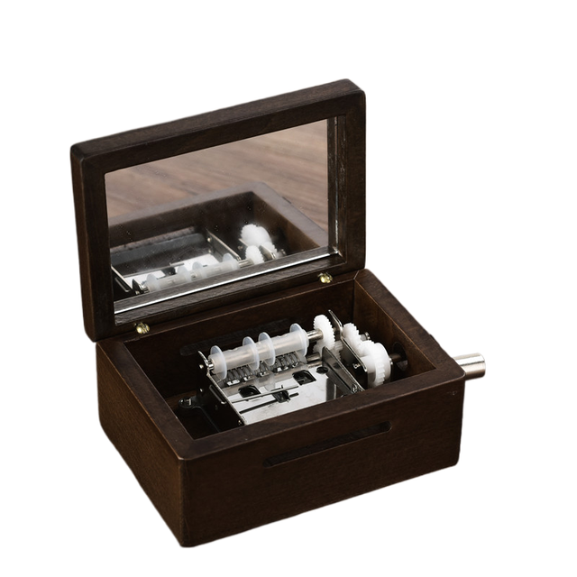 Wind up Hand Crank Wooden Music Box with 30 Notes 20 Pre-Composed & 10 Blank Tapes Vintage Eco-Friendly Design Metal Hole Punch