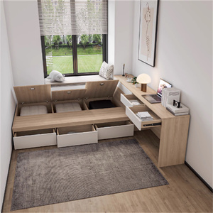 Modern Hotel Bedroom Furniture Set, Customizable Wood Bed with <b>Storage</b> & Desk, Durable Space-Saving Eco-Friendly Apartment Guest - Product Image 6