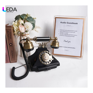 Téléphone vintage d'enregistrement LEDA noir, téléphone audio pour livre d'or, <span class=keywords><strong>carte</strong></span> <span class=keywords><strong>SIM</strong></span>, téléphone antique pour événements, décoration de fête - Product Image 2