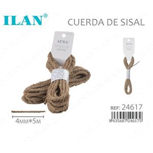 Cuerda de Sisal Ilan de 4 mm x 5 m, Cordón de Fibra Natural para Manualidades y Proyectos de Bricolaje - Product Image 1