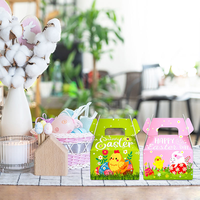 Caja de Regalo de Papel con Diseño de Conejito de Pascua, Hecha a Mano, para Dulces y Chocolates, Cesta de Pascua Decorativa