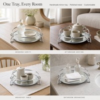 Plateau de présentation de bijoux en verre rond personnalisé avec votre design, vente en gros, pour la salle de bain ou le salon
