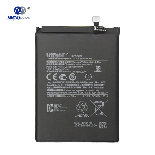 New Model BN5A Lithium Rechargeable 5000mAh Battery for Redmi Note 10 5G/Poco M3 Pro 5G Replacement 12-Month Warranty Stock