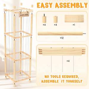 Organisateur de rangement <span class=keywords><strong>pour</strong></span> peluches en bois à un seul niveau, support multifonctionnel <span class=keywords><strong>pour</strong></span> jouets de cuisine - Product Image 6