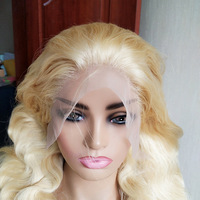 Perruques blondes 613 en cheveux humains bruts, vente en gros, avec nœuds blanchis 13x4, perruque frontale HD à fermeture complète en dentelle