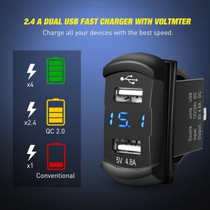 Panel de encendedor de cigarrillos para coche con cargador USB dual, indicador LED de voltaje, 12-24V, para vehículos, barcos y autocaravanas - Product Image 4