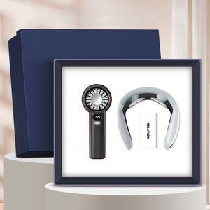 Customized Logo Color Enterprise Customization Fan+Neck Massage Device 2-in-1 Set Electronic Gift Set Paper - Product Image 1