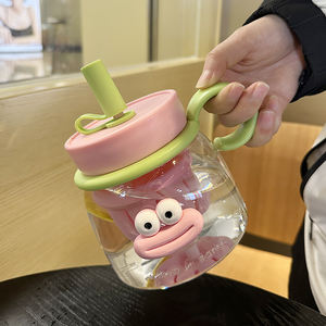 Vaso de agua de plástico grande de alta capacidad para verano, Pajita Horizontal, vientre grande, resistencia a altas temperaturas, taza de té encantadora - Product Image 2