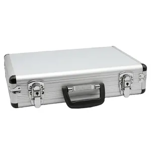 Heavy-Duty Portable Tool Box - Silver and Black Hard Aluminum Case for Equipment Storage