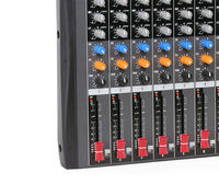 Console de mixage audio professionnelle portable 6 canaux avec boîtier métallique, mixeur de son numérique avec entrée BT USB XLR TRS pour le direct
