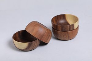 Ciotola in legno di Acacia rotonda alla <span class=keywords><strong>moda</strong></span> all'ingrosso eco-friendly fatta a mano per servire condimenti sale noci Snack crema al miele - Product Image 3