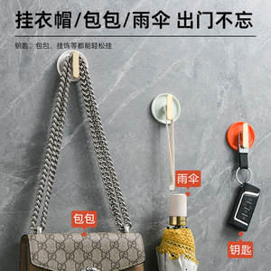 Crochets muraux autocollants créatifs ronds, lot de 5, crochets adhésifs blancs, orange, vert clair pour porte, sac, porte-clés - Product Image 4