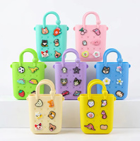 Pochette portable étanche en silicone pour filles, personnalisable avec breloques de dessins animés, à bandoulière unique, capacité 1L, motif fleur de chaussure mignonne