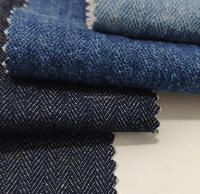 21s Recyceltes Polyester Kunstdenim-Gewebe Indigoblau Garngefärbt Gewaschene Textur 21*150D Stretch für Freizeitkleidung Arbeitskleidung Fabrik