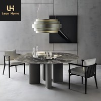Ensemble de table à manger ronde de luxe avec plateau en marbre rotatif