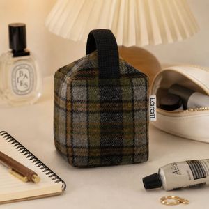 Wholesale Woolen Plaid Cube Storage Bag with Carry Handle Custom Logo Portable Organizer Pouch for Travel and Daily Use - Product Image 1