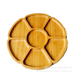 Bamboo Multi Compartment Round <b>Tray</b> 19x19 25x25 30x30 Cm For Hotel <b>Tea</b> Snack Serving - Product Image 4