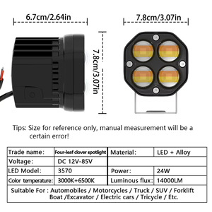 Faro auxiliar LED de 12V 40W de doble color, tipo pod, de 3 pulgadas para motocicleta, SUV, ATV, camión - Product Image 5