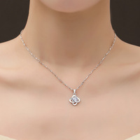 Matériel de fabrication de bijoux en argent 925 personnalisé, pierre précieuse en moissanite sans couleur DEF VVS taille brillant, pendentif à 4 griffes avec chaîne câble