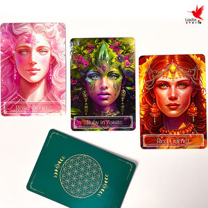 Venta al por mayor de alta calidad Sacred Feminine Awakening Crystal Oracle Deck Cards Papel de Protección Ambiental Naipes personalizados - Product Image 4
