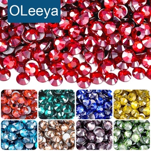 OLeeya Usine Vente en Gros 400 Couleurs Pierres Satin Couleurs Verre Dos Plat Cristaux Non Hot Fix Strass pour Nail Art Décoration - Product Image 1