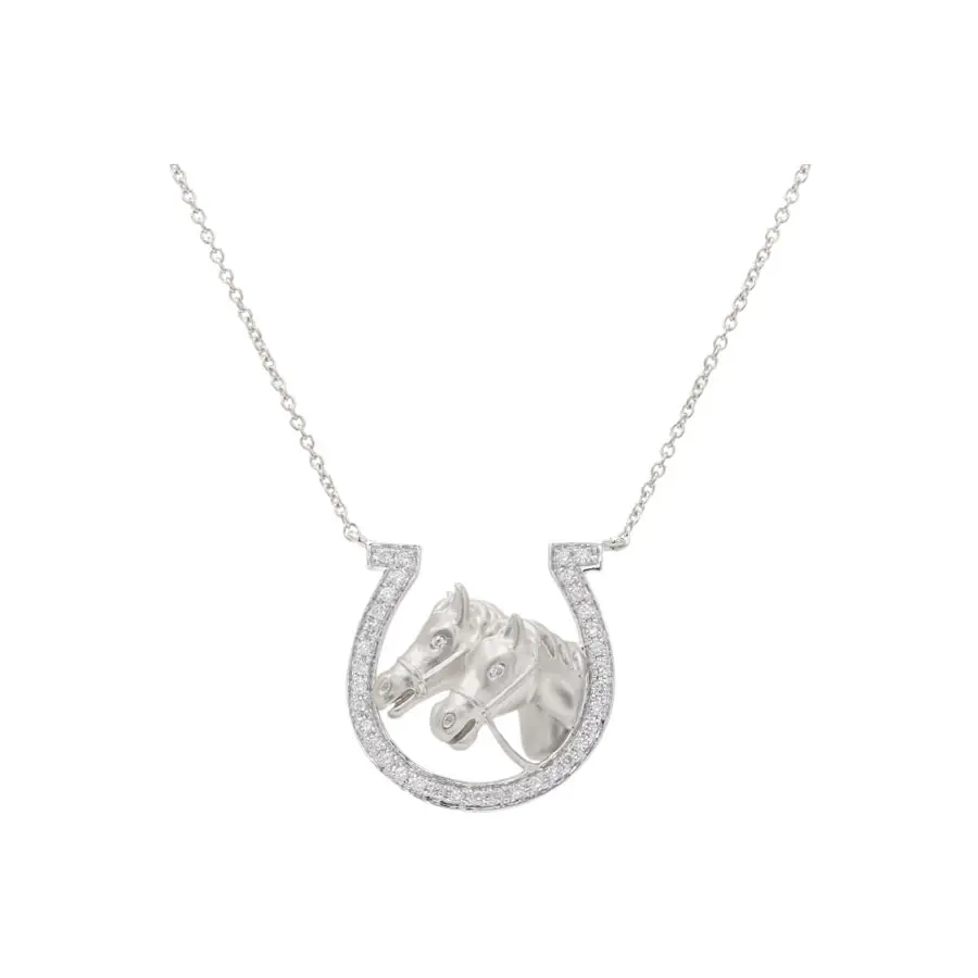 Fashion Design Ladies Sterling Silver 14K Gold Plated Horse Necklace Jewelry