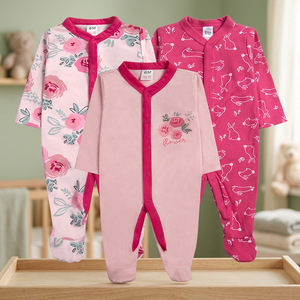 Conjunto de Pijama de Verano para Bebés y Niñas Pequeñas, 100% Algodón Velour, Cómodo, Suave, Ecológico, con Estampado Sólido - Product Image 3