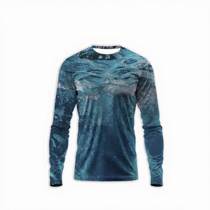 Chemise de soleil à imprimé vague personnalisé UPF50+, à séchage rapide, à manches longues, à capuche, unisexe, vêtements de pêche en plein air - Product Image 4