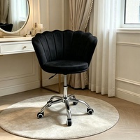 Fauteuil de loisirs rembourré français 360 ° Fauteuil pivotant en velours à pétales pour salon, chambre et bureau