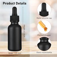 Flacons compte-gouttes en verre noir mat 5ml-100ml vides pour huiles essentielles, emballage cosmétique rond personnalisé avec logo, sérigraphie