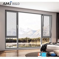 Ventanas Residenciales con Aislamiento Acústico y Energético AMJ NFRC para Hoteles y Villas, Ventanas Abatibles de Aluminio con Rotura de Puente Térmico