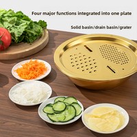Ensemble de cuisine 3-en-1 en acier inoxydable / Râpe intégrée multifonctionnelle avec filtre et bol mélangeur / Pour laver et couper les fruits et légumes 26cm