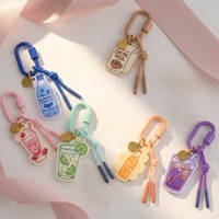 Nouvelles breloques personnalisées en acrylique pour sacs, porte-clés imprimés sur mesure, accessoires de bricolage pour la création de porte-clés à thème boisson gazeuse estivale