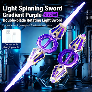 Sabre laser rotatif en plastique à double tranchant avec lumières LED clignotantes, rechargeable, pour enfants, idéal pour les fêtes et le cosplay - Product Image 5