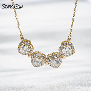 สร้อยคอทองคำ 14K Starsgem ประดับเพชร DEF VS 2.3 กะรัต เพาะเลี้ยงในห้องปฏิบัติการ ดีไซน์คลาสสิกสำหรับทุกเพศ รูปหัวใจและใบโคลเวอร์ แม่เหล็กดูดติดได้ ปรับเปลี่ยนรูปแบบการสวมใส่ได้หลากหลาย หรูหรา สวยงาม - Product Image 4
