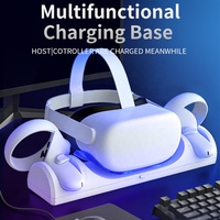 Dok Pengisi Daya untuk Oculus Quest 2 VR Headset Controller Charge Station Base Storage Stand Dengan Baterai 2X1800MAh untuk Meta Quest 2
