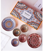Ensemble de bols et assiettes en céramique de style Japandi, 2/4/6 pièces, bols en porcelaine solide, qualité alimentaire, passe au lave-vaisselle, ensemble cadeau