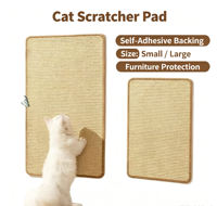 Grand tapis à gratter mural de luxe en sisal pour chat, résistant aux rayures et à l'usure, protection de canapé anti-chute, pour affûter les griffes de chaton